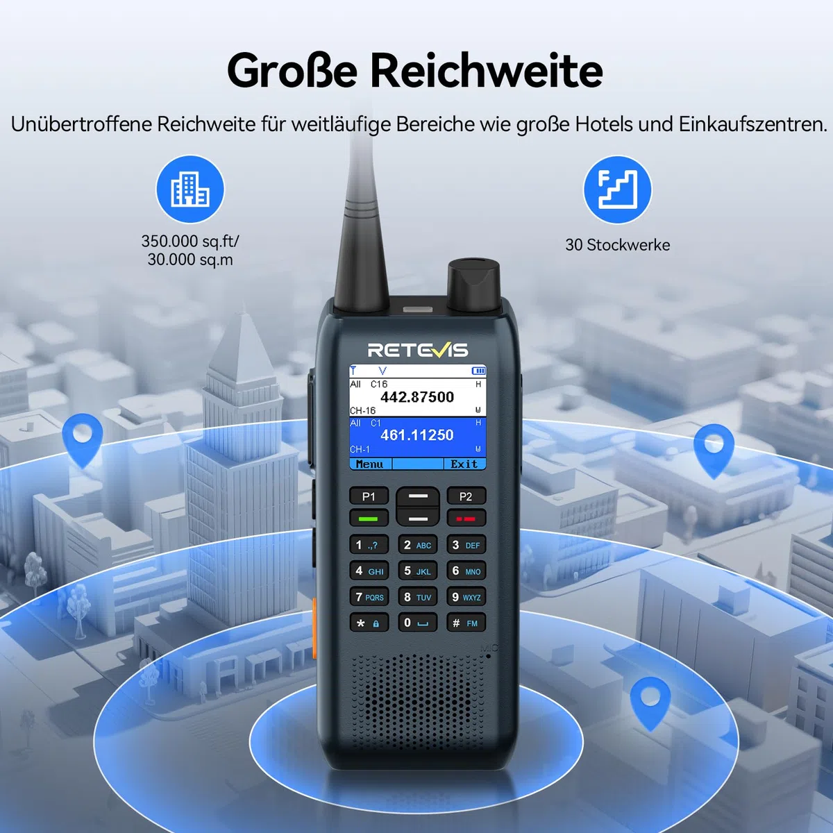 Retevis MateTalk C63 Funkgerät mit Headset, Jobticket-System-Vibrationsalarm/SMS-Funktion, 1,77-Zoll-LCD, 2200 mAh, 3 Anrufmodi, Schlankes Walkie Talkie 4er Set für Einkaufszentren (4er-Pack) | Einkaufszentren, SMS-Funktion, Vibrationsalarm, Gruppenanruf,