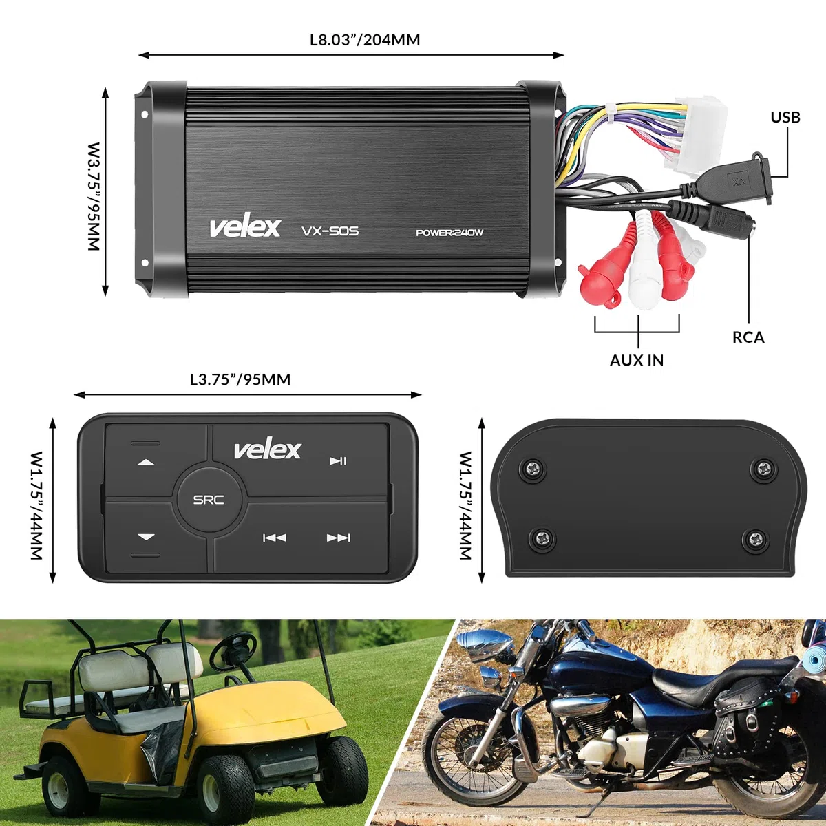 Marine Bluetooth Verstärker 4 Kanal Klasse D Amp Stereo auf Booten UTV ATV Golfwagen und Autos