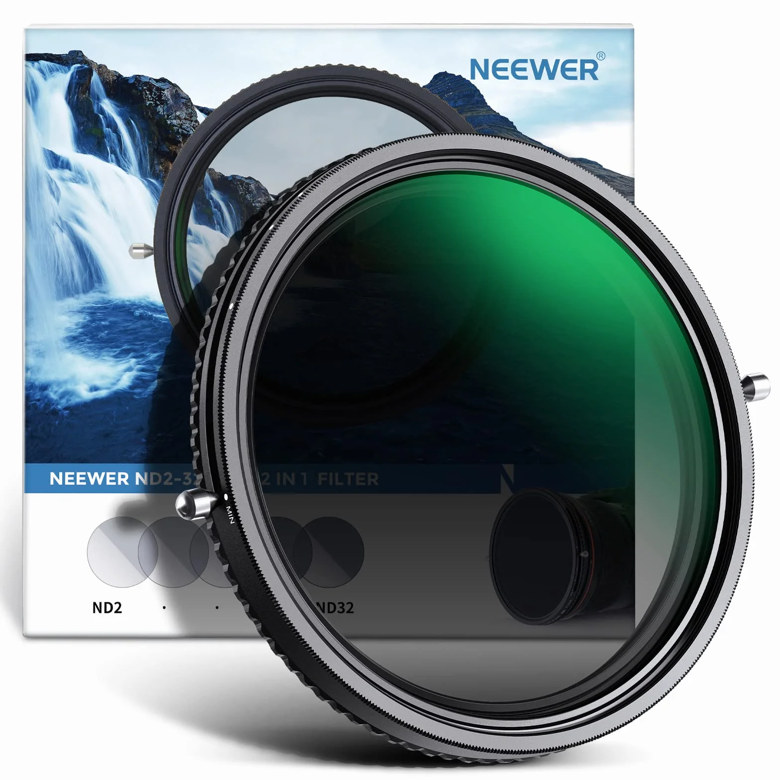 NEEWER 2 in 1 67mm Variabler ND Filter ND2–ND32&CPL Filter (Zirkularpolarisator) ohne X Markierung/30 Fach nanobeschichtet/HD Optikglas/ultradünner Rahmen aus Alulegierung/wasserabweisend/Kratzfest