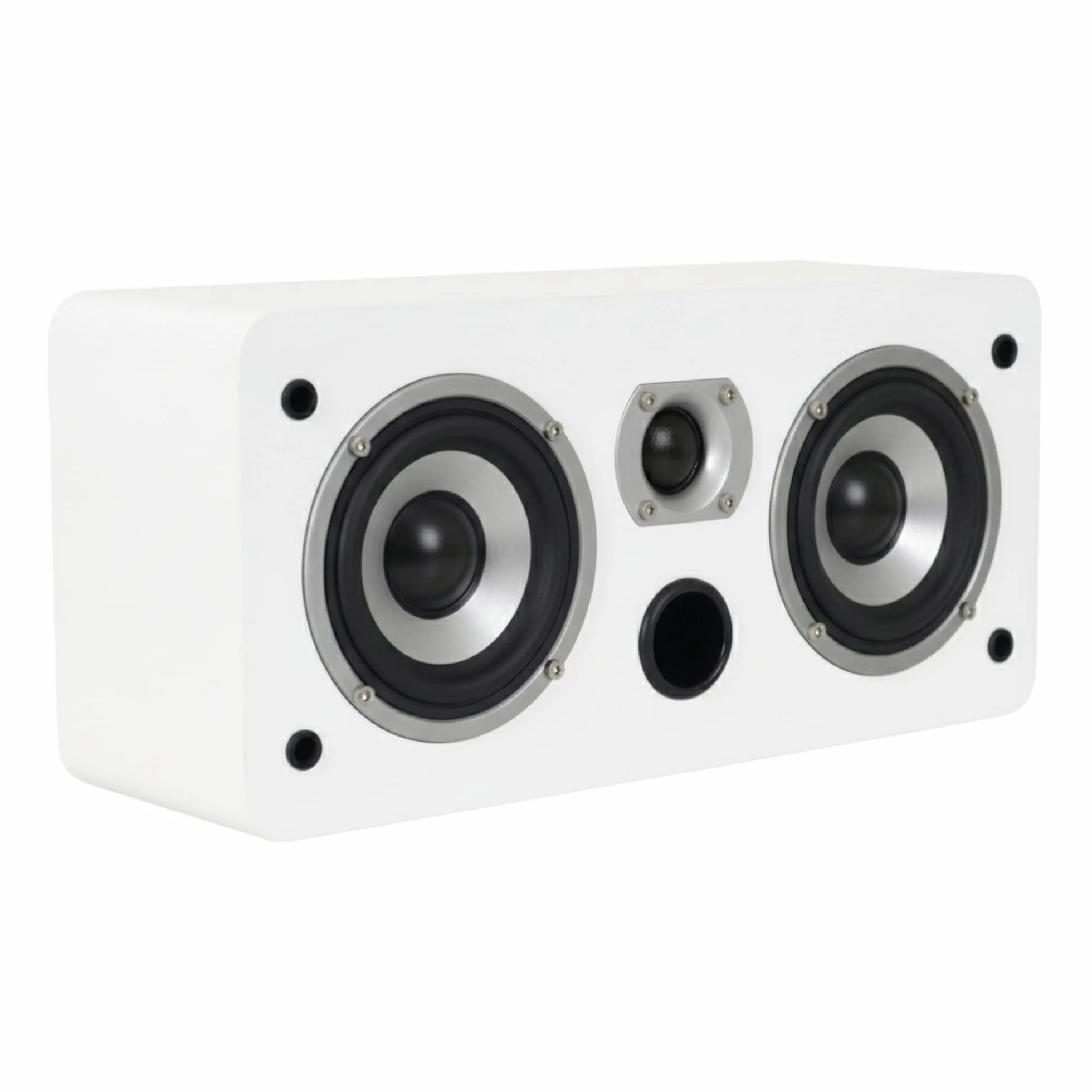Dynavoice Magic CR-4 Weiß Matt – Center Lautsprecher Passiv 2-Wege, 2x4 Woofer + 1" Tweeter, Nur 11 cm Tief, Front Bassreflex, für Heimkino.