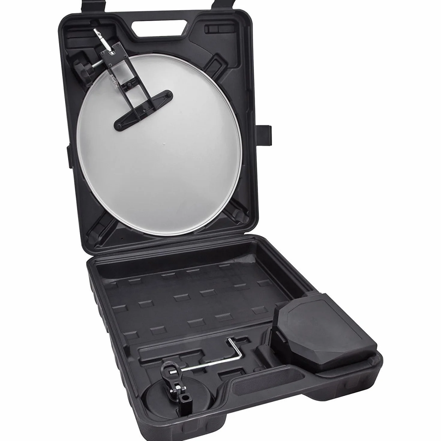 Telestar Camping-Sat-Anlage (Hartschalenkoffer, 13,7 Zoll (35 cm) Spiegel , Single-LNB (0,1dB), Kompass, Kabel 10m, diverse Halter)