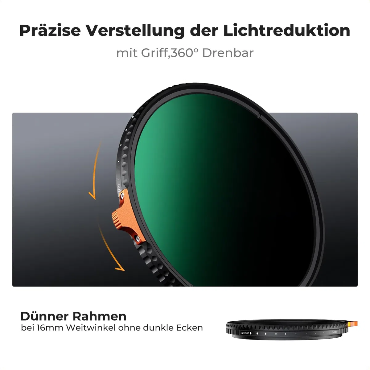 K&F CONCEPT Variabler ND Filter 67mm ND3-ND1000 Graufilter (1.5-10 Blendenstufen) （Nano-Xcel）