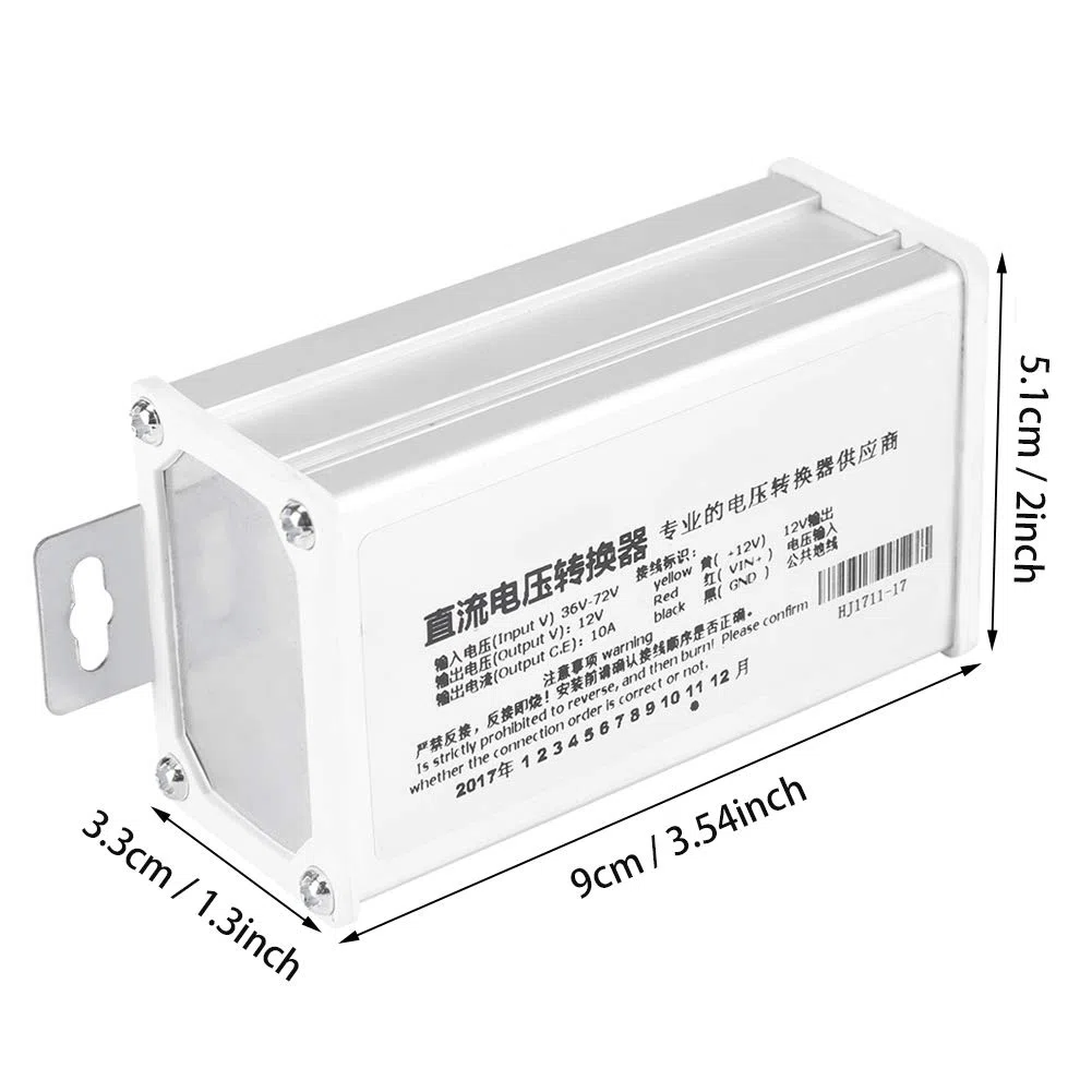 DC DC Wandler 72V auf 12V 10A 120W, Spannungswandler 36V-72V zu 12V Automobil, Spannungsreduzierer für Elektroauto, Golf Cart, E-Scooter